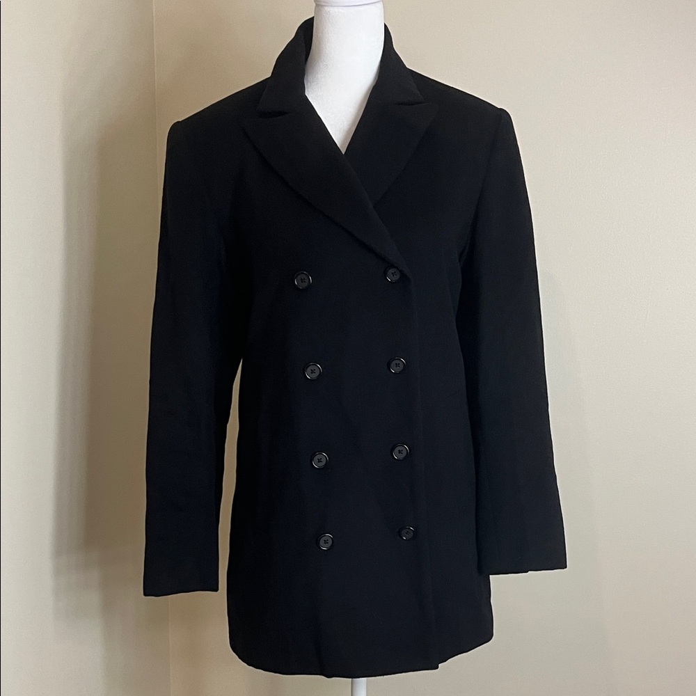 Elegant Black Double-Breasted Women's Pea Coat
